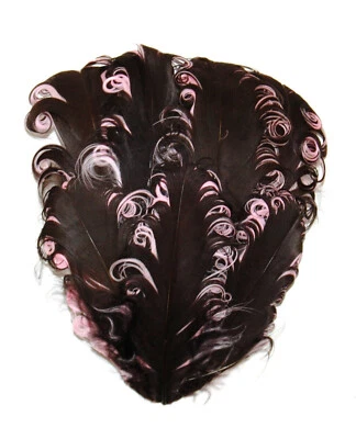 Brown Pink Curly Goose Feather Pad Hat Headband Sew or Glue on - Image 1 of 2