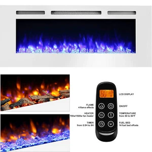 recessed ultra thin tempered glass front wall mounted electric fireplace - Picture 1 of 24