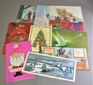 Lot of 10 Vintage 1972 Christmas Greeting Cards CGC218 Santa, Religious, Folk