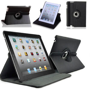 New Black iPad 2 360 Degree Rotational Case Stand Cover Protect From Shock Dust