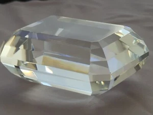 Tiffany & Co. Crystal Clear Emerald Cut Diamond Gem Paperweight Etched USA Today - Picture 1 of 11