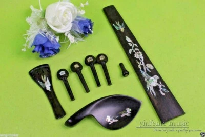 4/4 Violin Tailpiece Violin Peg End Pin Chin Rest Fingerboard Ebony Violin Kit - Image 1 of 4