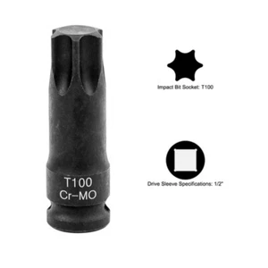 T100 Torx Bit Socket 1/2" Drive 6 Point Torx Star Screwdriver Socket Adapter - Picture 1 of 11