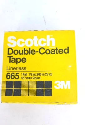 3M Scotch Permanent Double-Sided Tape, 1/2" x 25 Yard Roll 1” Core 665 - image 1 of 4