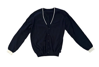 Cárdigan suéter Armani Collezioni para hombre azul marino tejido algodón cuello en V talla 50/pequeño Foto 1 de 4