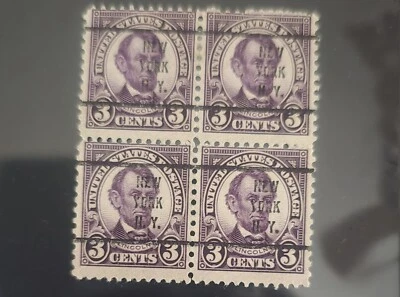 Plate Block Of 4. Lincoln. Used. 3 Cent Stamps. - Image 1 of 3
