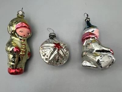 Vintage Ukrainian Glass Christmas Ornament Tree Xmas Decoration Santa - Image 1 of 4