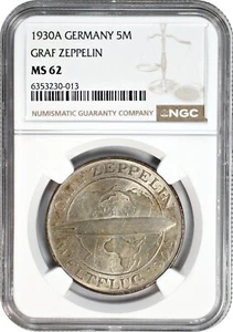1930 A Germany 5 Mark Graf Zeppelin NGC MS62 Uncirculated - Picture 1 of 3