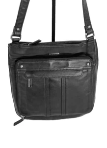 Perlina Leather Shoulder Bag Purse Satchel Handbag Smooth Med Many Pockets EUC - Picture 1 of 10