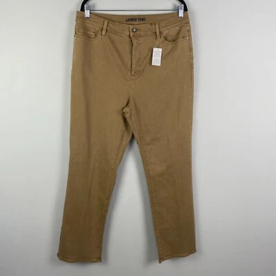 Pantalones de mezclilla Lands End de pierna recta para mujer talla 16 tostados elásticos tiro alto Foto 1 de 4