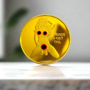 Heads or Tails Sexy Girl Novelty Flipping Coin - Gold Color - Imagen 1 de 5