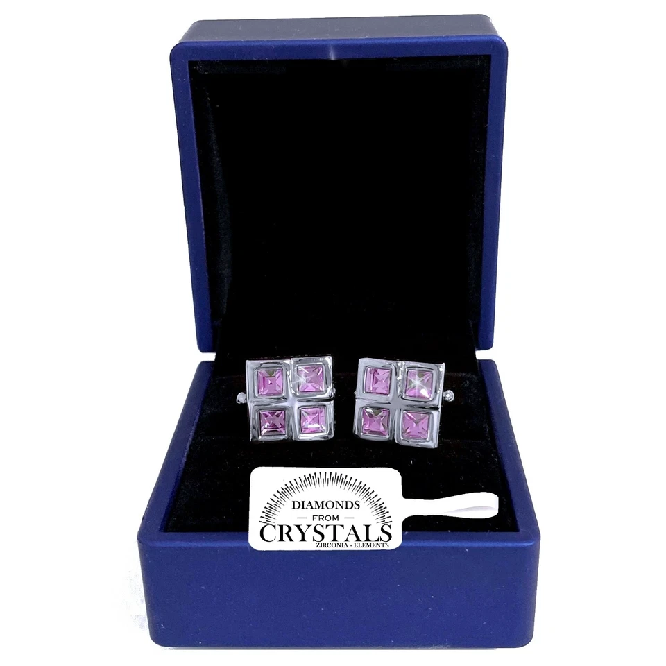 GEMELLI CAMICIA UOMO Donna con Cristalli Zirconi CERIMONIA matrimonio S8 Rosa - Immagine 1 di 1