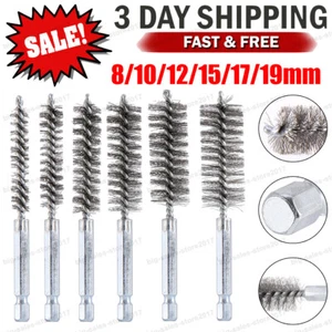6x 1/4" Hex Shank Bore Cleaning Brushes Stainless Steel for Electric Power Drill - Picture 1 of 11