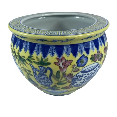 Maceta Koi Chinoiserie China Andrea By Sadek Maceta Jardín Cachepot Cuenco 6" De Colección Foto 1 de 4