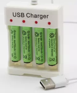 4-Pack AAA 700mAh Ni-MH Rechargeable Batteries and USB Triple A Battery Charger - Picture 1 of 1
