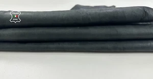 ANTHRACITE DARK GREY ANTIQUED vintage look Lamb leather skin 5sqf 0.9mm #C3503 - Picture 1 of 7