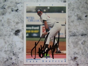 Yankees Tate Seefried Firmado Autografiado 1992 Clásico Mejor Greensboro Hornets - Imagen 1 de 1