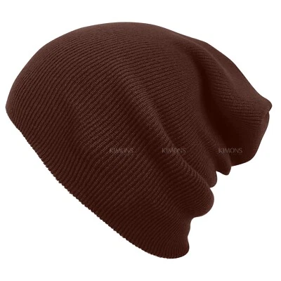 Solid Plain Slouchy Knit Beanie Hat Ski Skull Winter Men Women Cuff Cap Baggy CF - Image 1 of 3