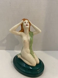 Vintage Keramik Figur exotischer Akt Frau auf grünem Sockel 1952 - Bild 1 von 10