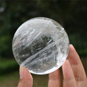 Sfera intagliata quarzo trasparente naturale 75 mm, scultura sfera di cristallo, decorazione guarigione Reiki - Foto 1 di 18