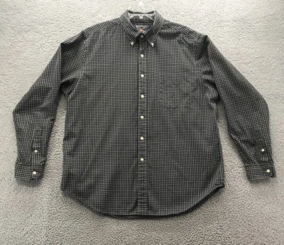 Camisa American Living Para Hombre XL Vestido Manga Larga Negro Blanco Cuadros Foto 1 de 4