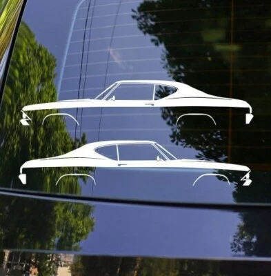 2x calcomanías adhesivas de silueta de auto para Chevrolet Chevelle 1969 cupé SS Foto 1 de 3