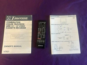 Emerson 076r006020 TV VCR Remote for VT1321 VT1921 NO BATTERIES With Tv Manuals - Picture 1 of 9