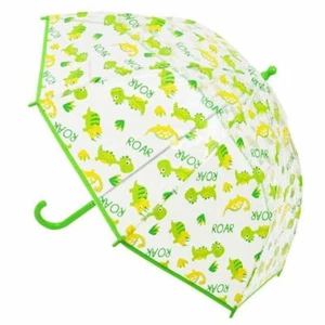 Childrens Clear Dome Umbrella Dinosaur Green Brolly - Picture 1 of 3