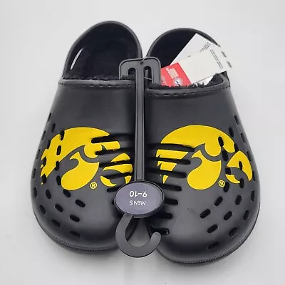 Iowa Hawkeyes Sherpa Lined Clogs with Strap FOCO Mens Medium 9-10 Black - Image 1 of 4