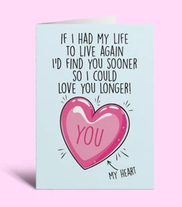 Valentines Day Card Cute Funny for Boyfriend Girlfriend Wife Husband anniversary - Picture 1 of 4