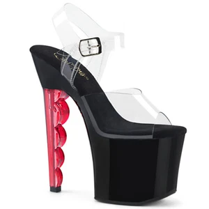 Pleaser Exotic Pole Dancing Sexy Black Red Platforms Heels Shoes SCALLOP-708 - Picture 1 of 5