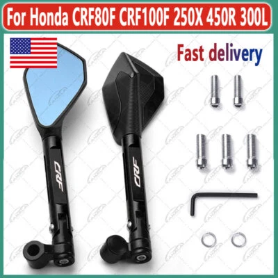 US For Honda CRF80F CRF 100F 250X 450R 300L Motorcycle Side Rearview Mirrors NEW - Imagem 1 de 4