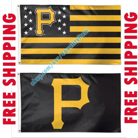 Deluxe Pittsburgh Pirates Logo USA Stars Stripes Flag Banner 3x5 ft MLB Fan 2020 Cover