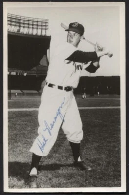 Hal Naragon autographed vintage 1950s Cleveland Indians Team Issued postcard - Image 1 of 2