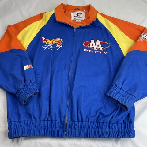 NASCAR KYLE PETTY # 44 Hot Wheels Mettle Race Jacket XXL Blue Yellow Orange Cover