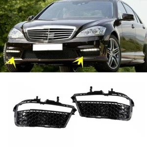 2Pcs Front Bumper Fog Light Grille Cover For Mercedes W221 S63 S65 AMG 2010-2013 - Foto 1 di 8