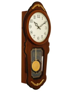 Elegante cassa verticale in legno analogico pendolo carillon orologio da parete musicale marrone - Foto 1 di 5
