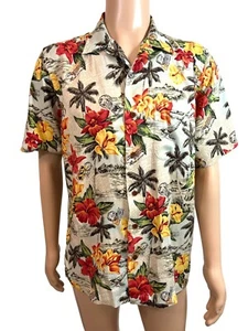 Lands’ End Men’s Vtg Hawaiian Shirt M Short Sleeve Collared Button Up Tropical - Picture 1 of 16