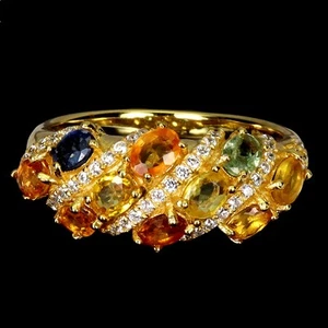 Anello in argento sterling 925 zaffiro ovale pietra preziosa naturale gioiello misura 7,5 - Foto 1 di 14