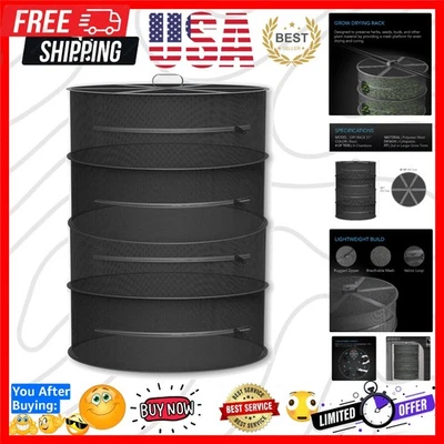 Rede de malha de secagem suspensa durável de 4 camadas - Perfeita para hidroponia e plantas - Imagem 1 de 4