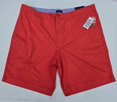 Pantalones Cortos Club Room W42 Frente Plano Hombre Entrepierna 9" Color Salmón Coral Cremallera Botón Mosca  Foto 1 de 4
