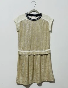 Crewcuts Girls T Shirt Dress 7 Golden Beige Short Sleeve Crew Neck Lightweight - Picture 1 of 5