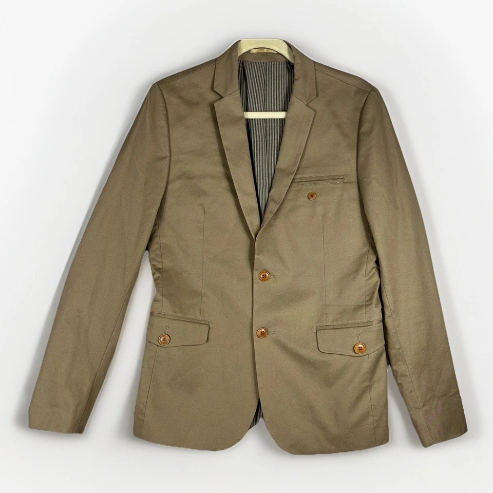 Ben Sherman Plectrum 男式西装外套小号灰褐色伦敦棉印度制造 — 第 1/4 张图片