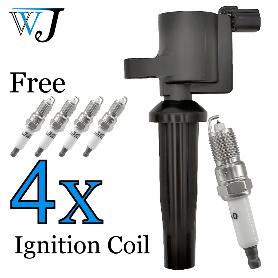 Kit de 4 bobinas de encendido + bujías de iridio para Ford Focus 2003-2008 4M5U12A366BC Foto 1 de 4