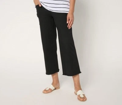 Belle Kim Gravel P18 Black Tripleluxe Twill Wide Leg Crop Pant  A680148 NWOT - Image 1 of 4