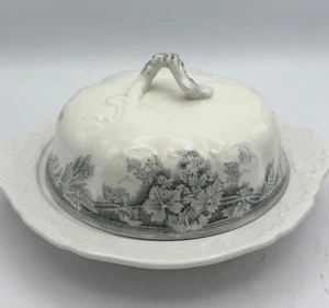 Johnson Brothers England Dartmouth Round Lidded Butter Dish Blue and White Vtg - Picture 1 of 7
