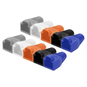 100 Pack Boot Cover, Cat6A Cat7/7A 8mm (Black White Blue Orange Dark Gray) - Zdjęcie 1 z 5