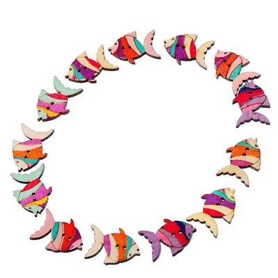  50 Pcs Fish Shape Buttons Wooden Fish-shaped Sewing Scrapbooking Crafts DIY - Image 1 of 2