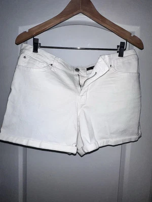 Jessica Simpson Womens White Jean / Denim Cuffed Shorts Size 32 Forever Low Rise - Image 1 of 4