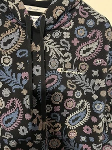 Champion Mujer Campus French Terry Sudadera con Capucha Negra Floral Cachemira Talla XL - Imagen 1 de 7